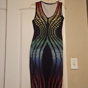 Vibrant Multicolor Sleeveless Midi Dress